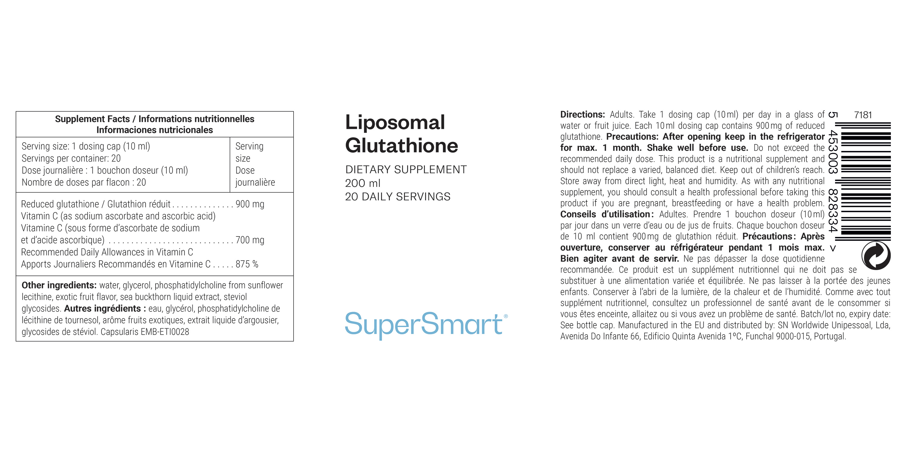 Complément de glutathion liposomal liquide