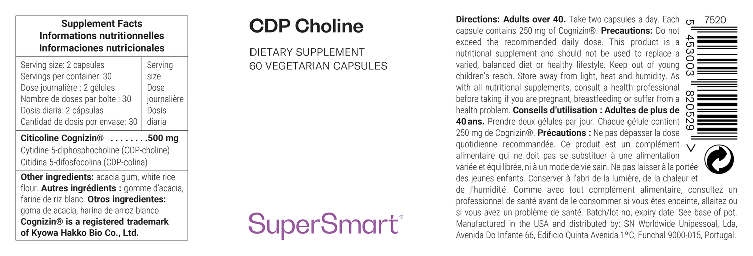 CDP-Colina suplemento alimentar nootrópico