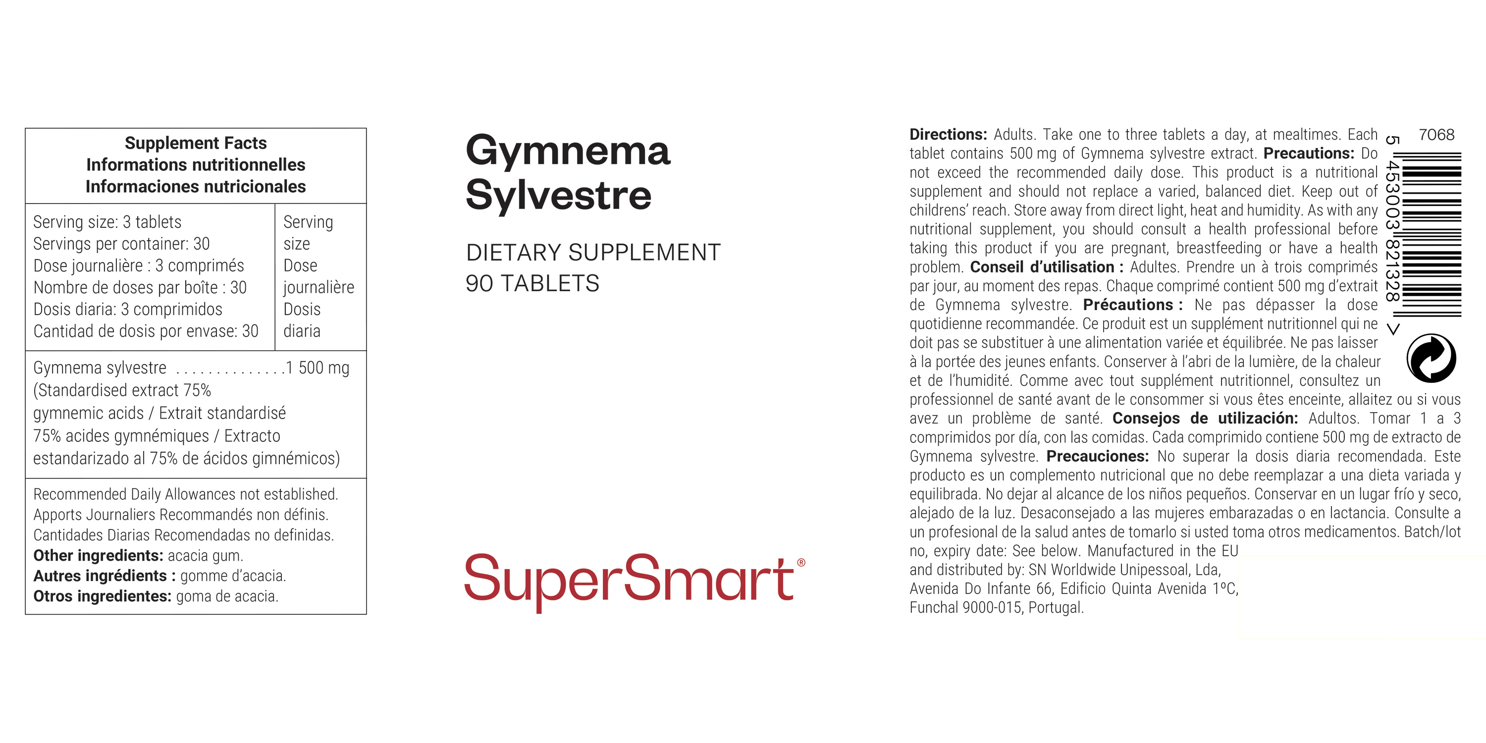 Gymnema Sylvestre suplemento alimentar, 75% Ácidos Gymnémicos