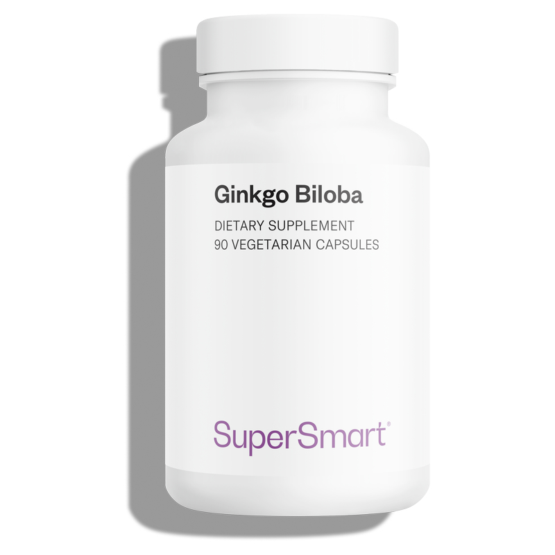 Ginkgo Biloba - Pour la Circulation Sanguine et la Mémoire - 90 Gél. Vég. - sans OGM - Supersmart