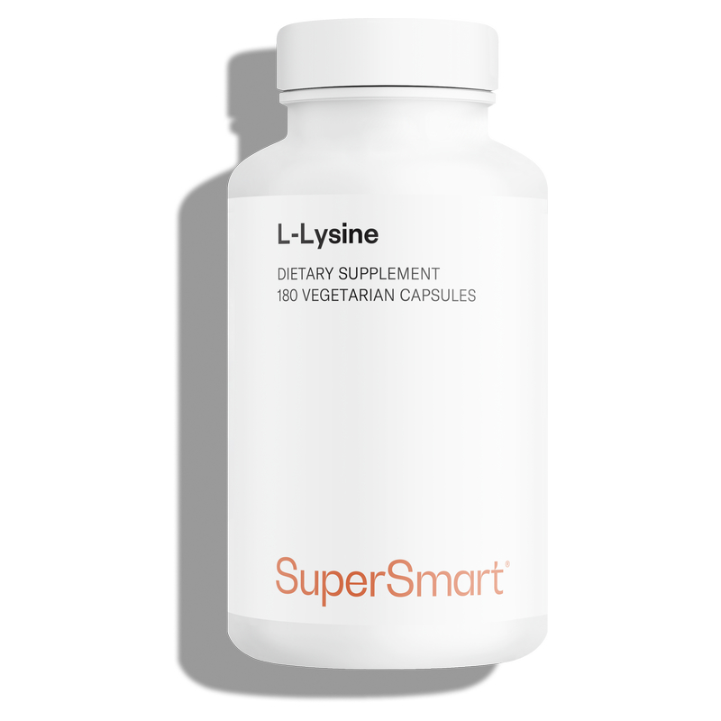 L-Lysine 6000mg par jour - Forme naturelle - Acide aminé essentiel - Stress - 180 Gél. Végétariennes - Supersmart