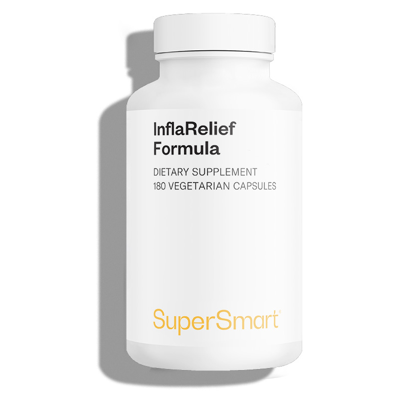 InflaRelief Formula - Inflammation - 12 nutriments 100% naturelles - Equilibre intérieur - 180 Gél. Végétariennes - Supersmart