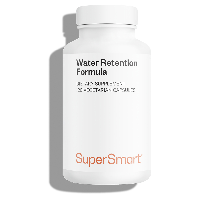 Water Retention Formula - Rétention d'eau & Contrôle du Poids - 120 Gél. Vég. - sans OGM - Supersmart