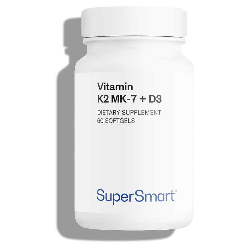 Vitamine K2 - Augmente jusqu'à 8x les taux de Vitamine K - Coagulation du sang - 60 Gél - Supersmart