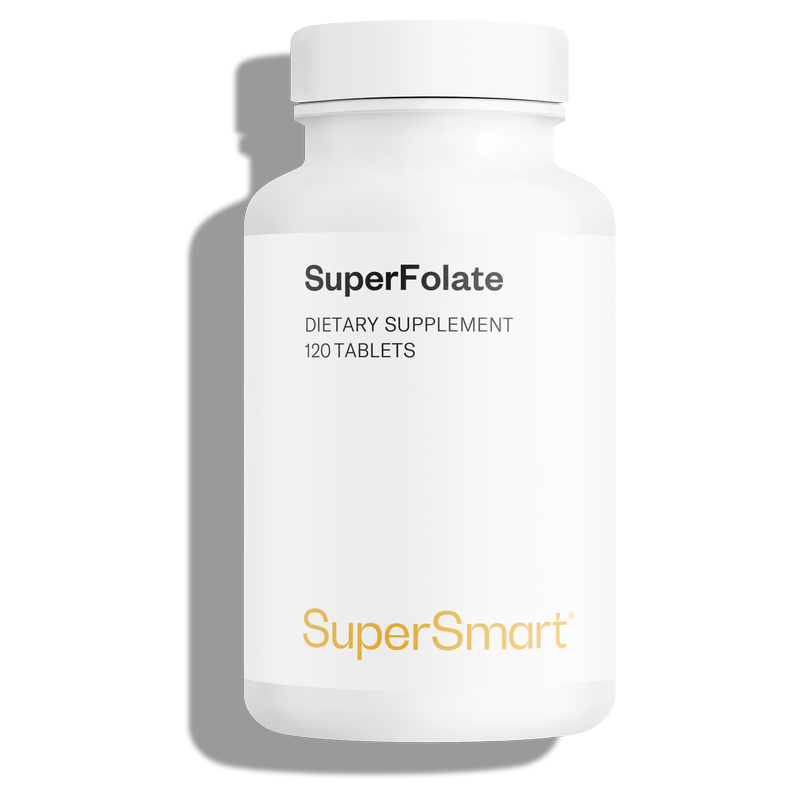SuperFolate - Complément de folate Vitamine B9 Premium - Biodisponibilité maximale - 120 tab - Supersmart