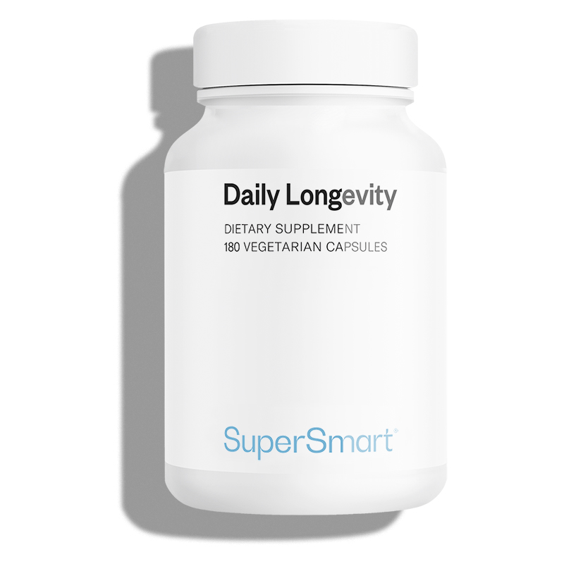 Longévité & Anti-Âge Cellulaire – PQQ, NR, Spermidine & CoQ10 – Daily Longevity – Supersmart