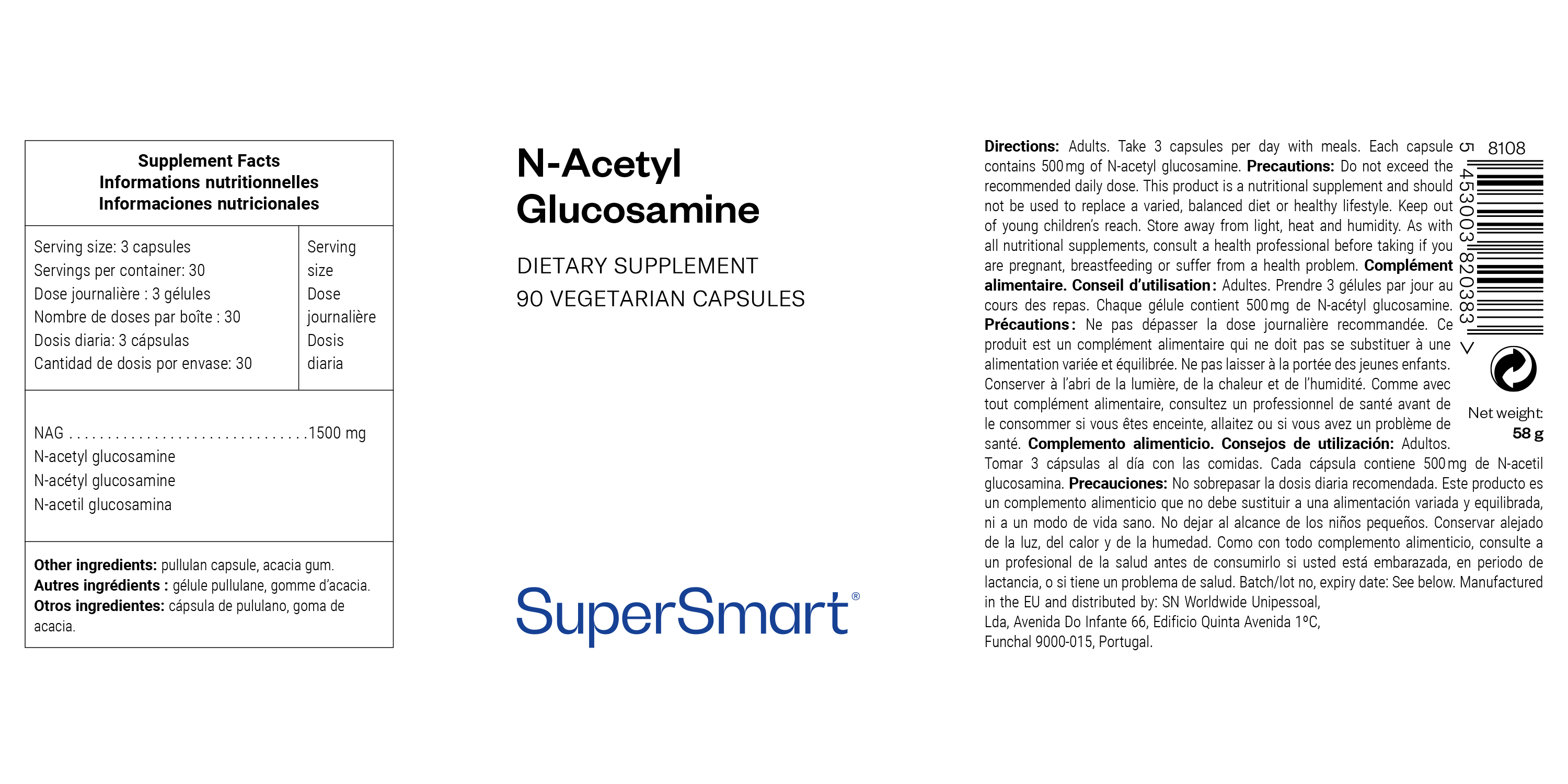 Complemento alimenticio de N-acetilglucosamina
