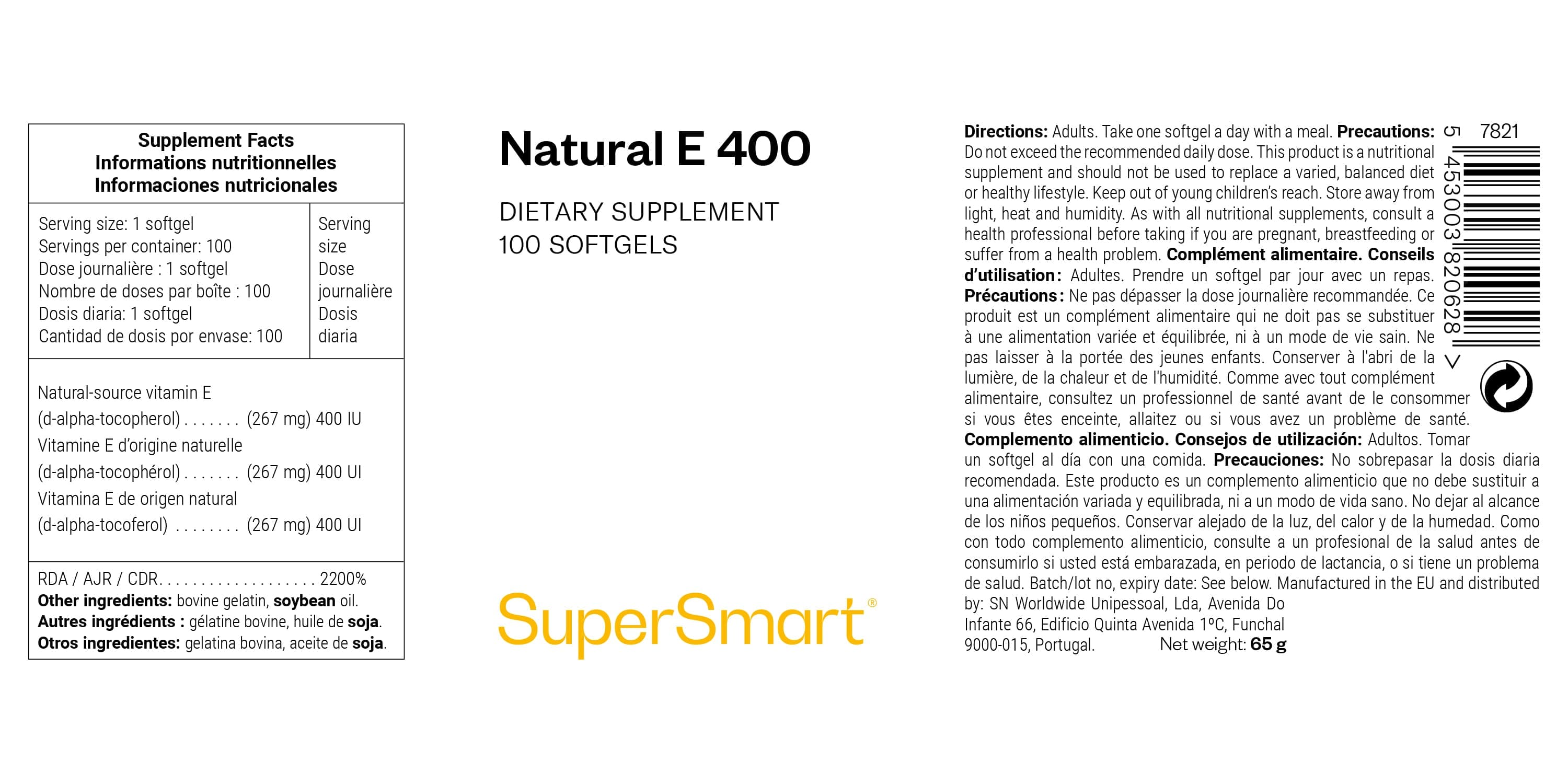 Integratore alimentare antiossidante con vitamina E (tocoferolo)