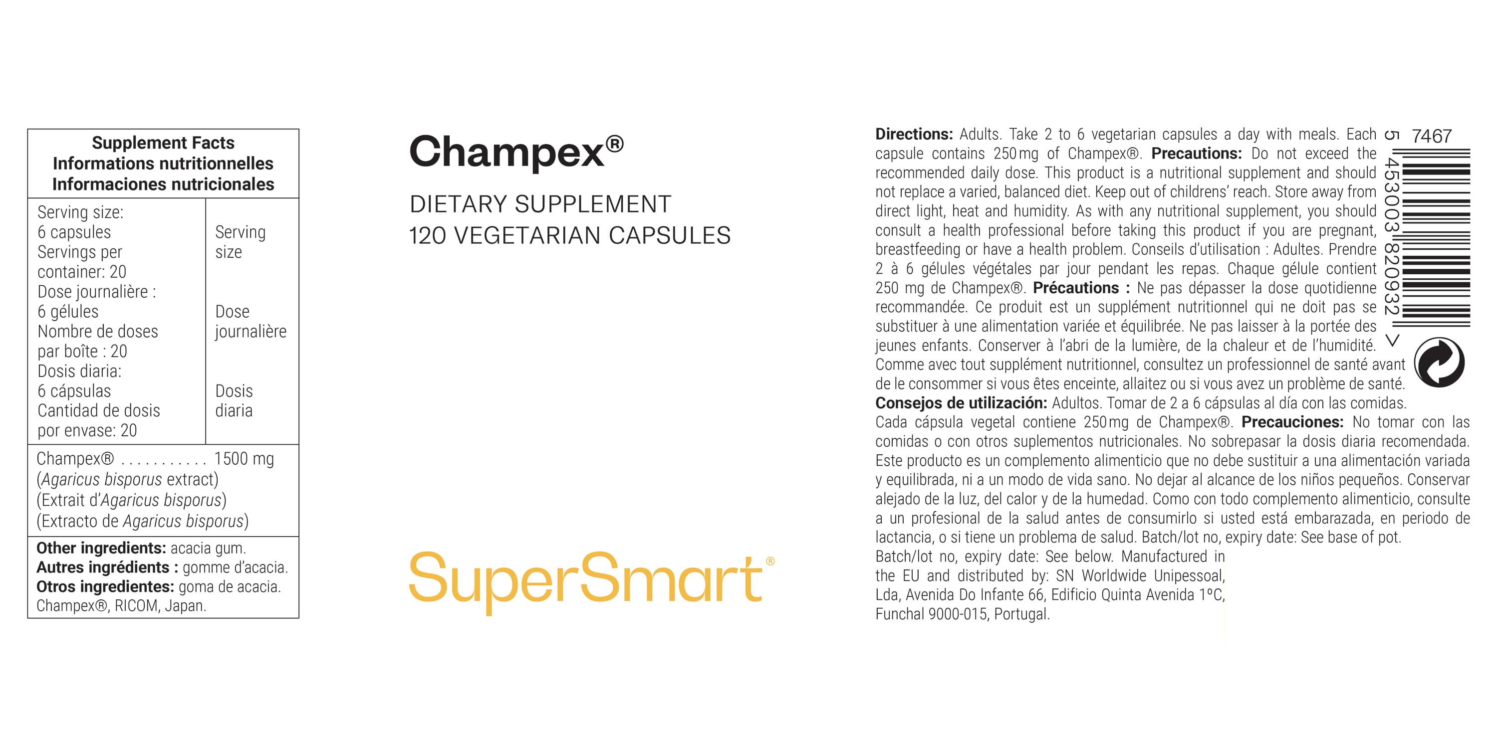 Champex® dietary supplement to reduce body odors