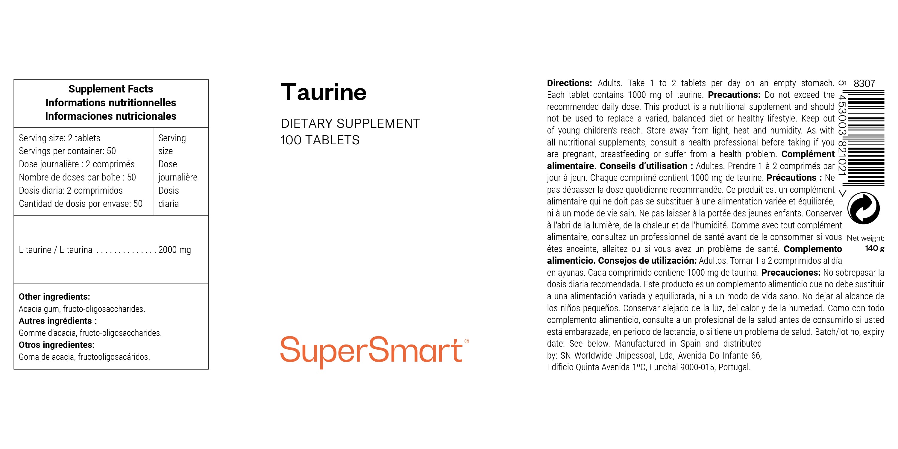 Taurina suplemento alimentar
