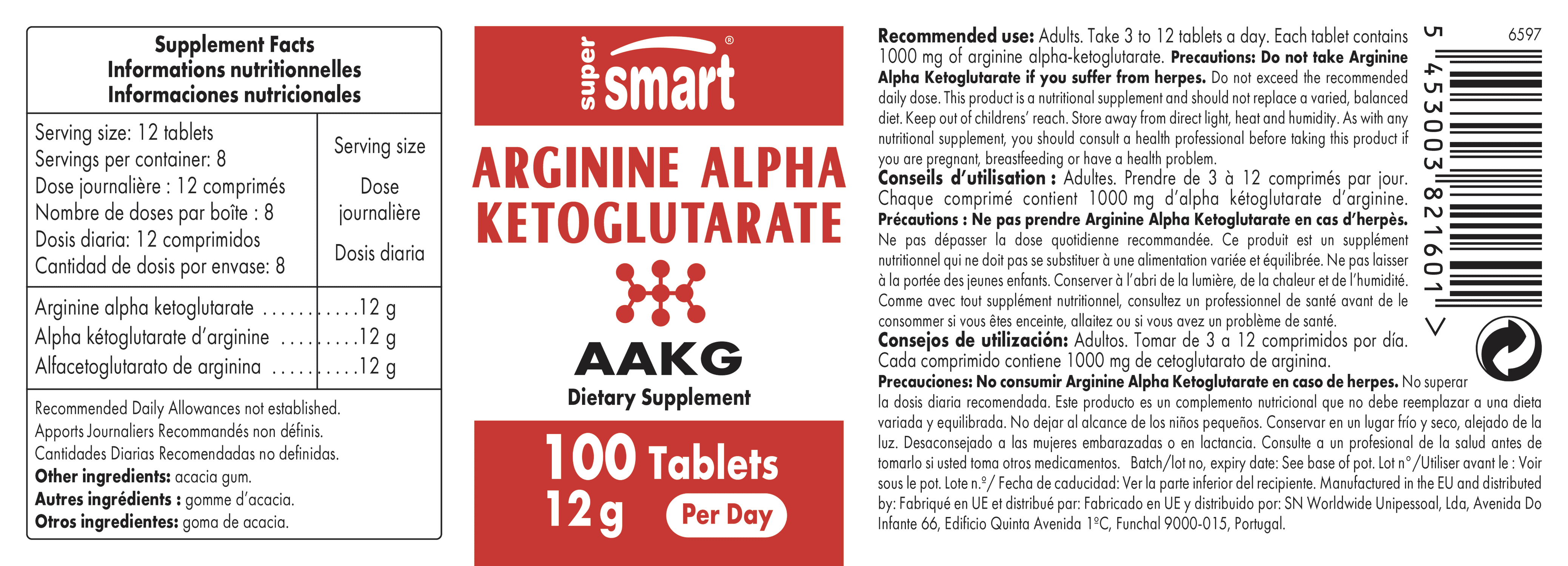 Arginine Alpha Ketoglutarate (AKG) Complément d'Alphakétoglutarate d