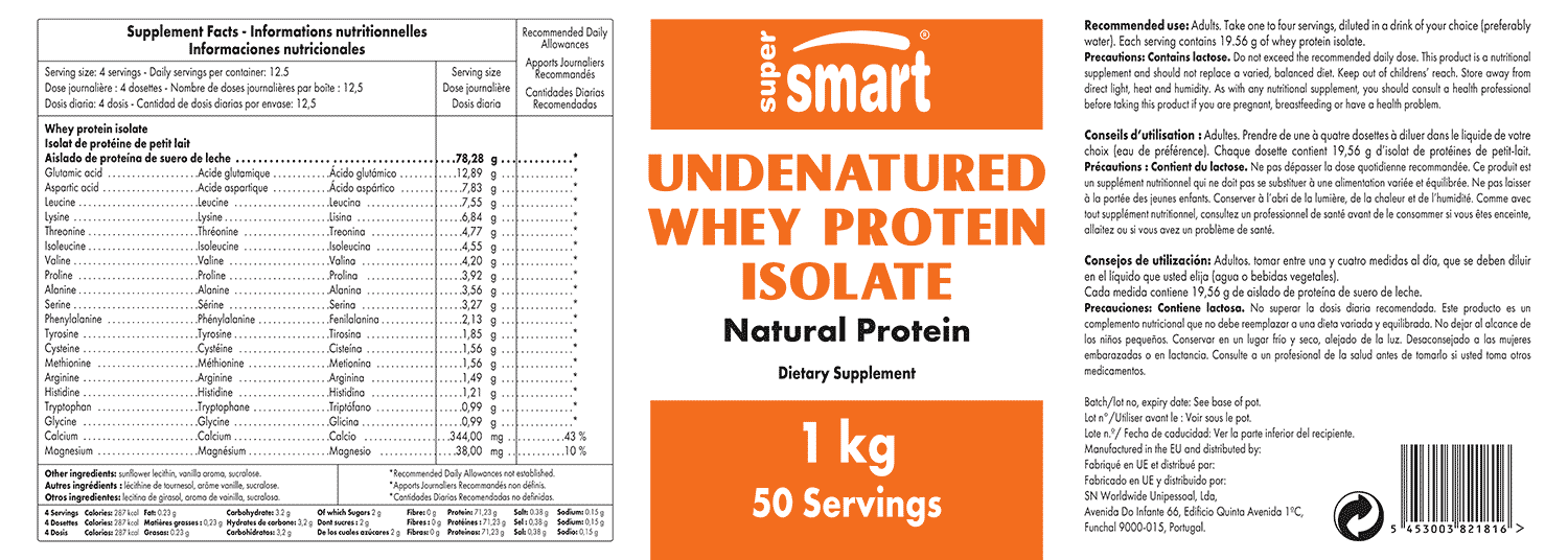 Undenatured Whey Protein Isolate 1kg