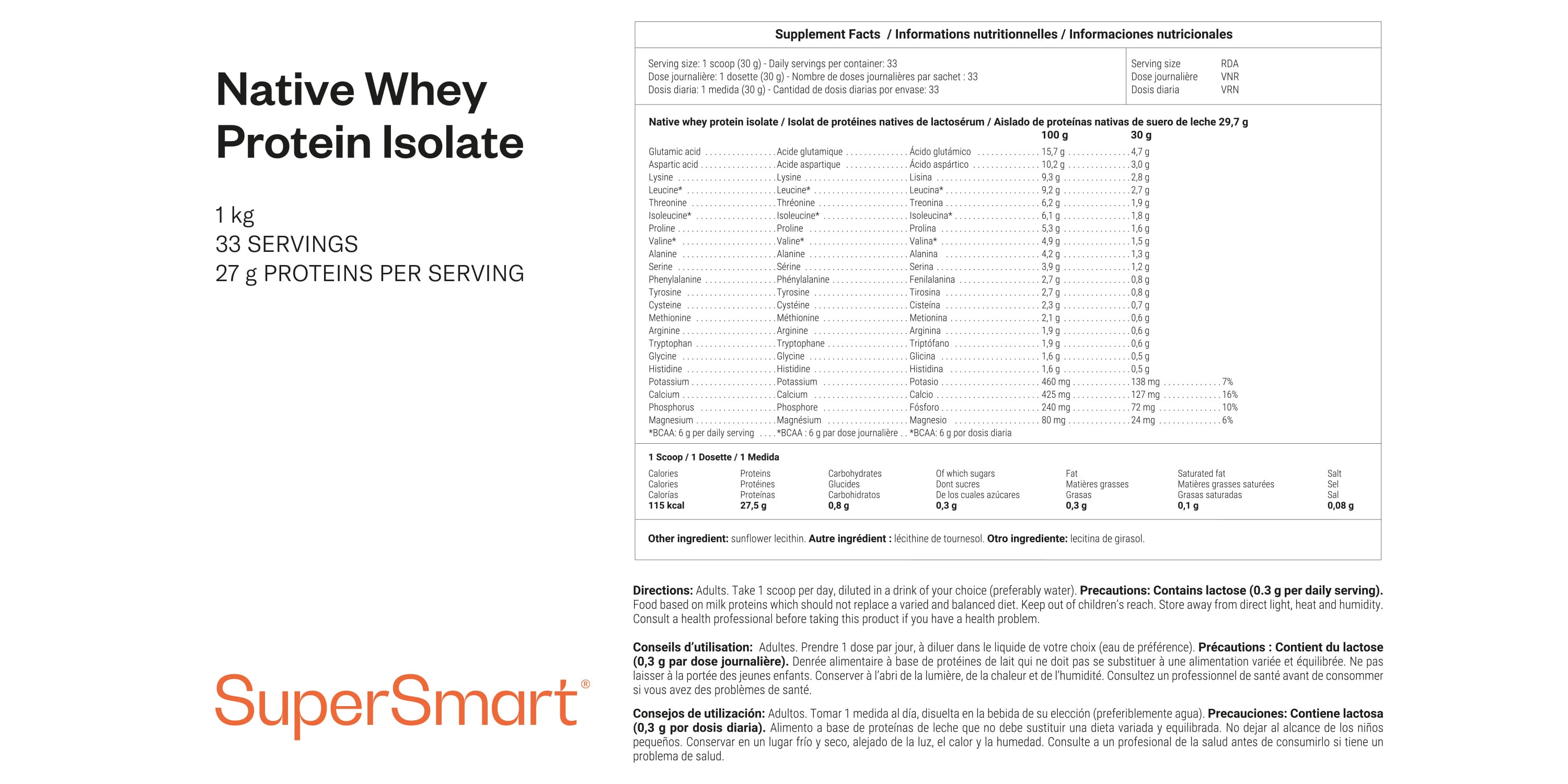 Aislado de proteína de suero de leche (whey) nativa 