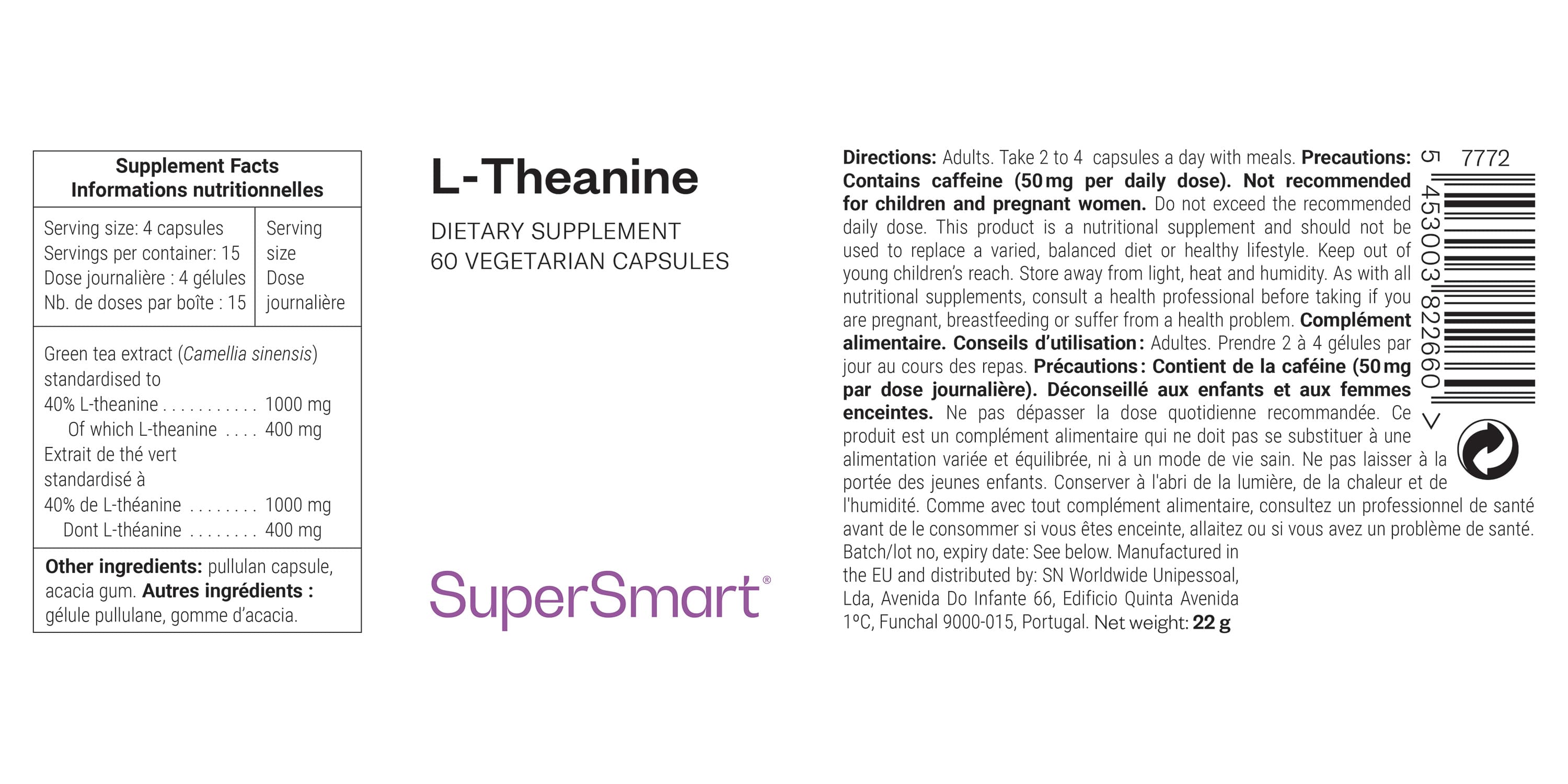 Complément alimentaire de l-théanine du thé vert