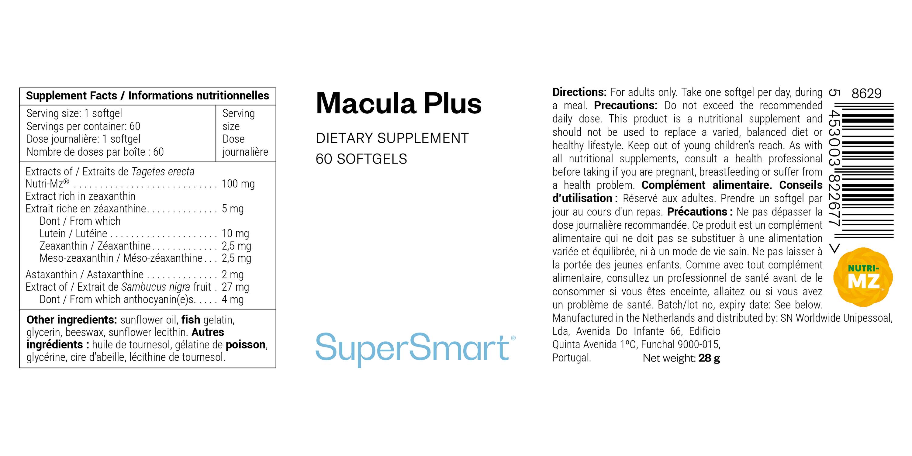 Macula Plus dietary supplement, contributes to eye health