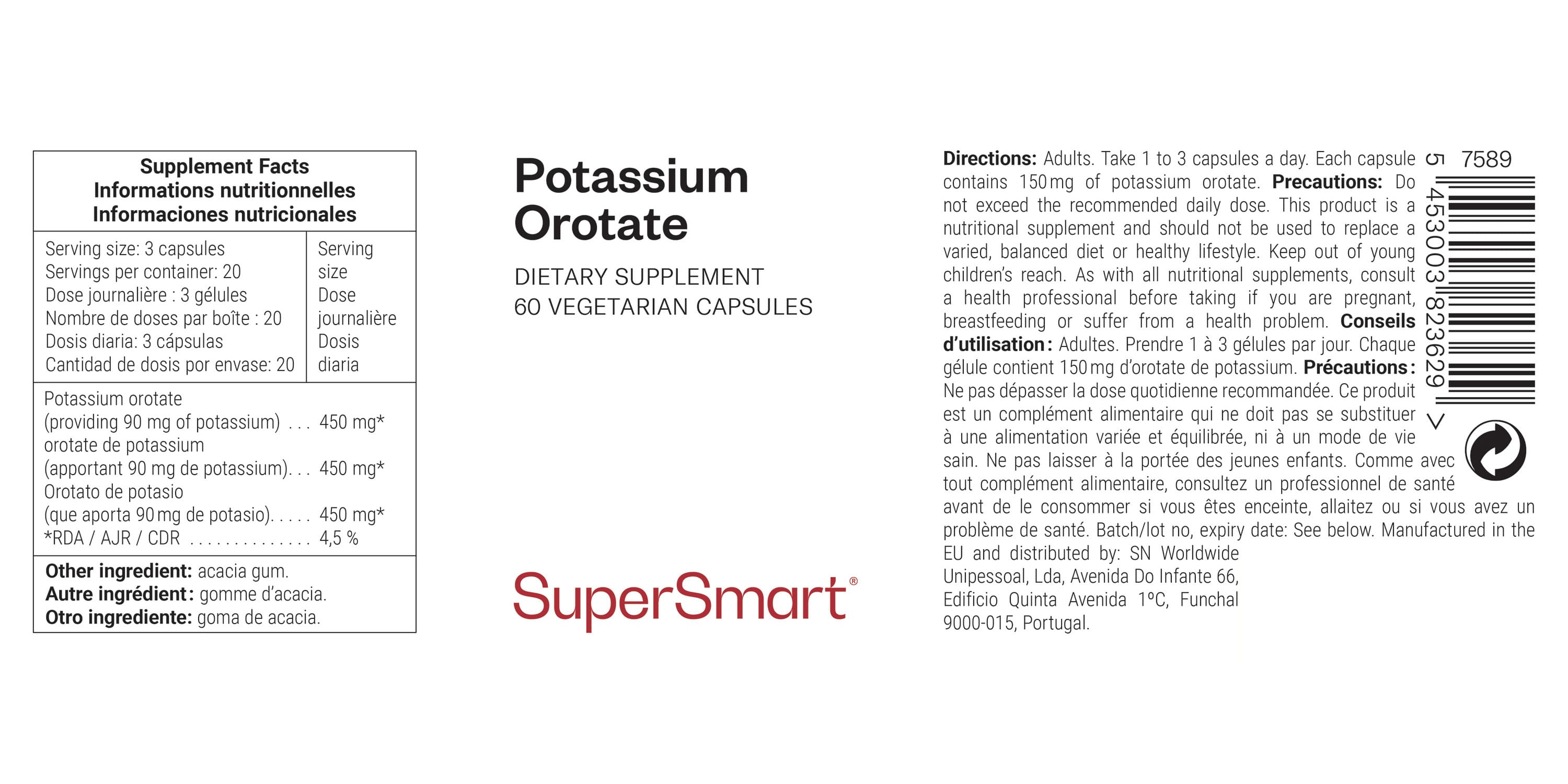 Potassium Orotate suplemento alimentar