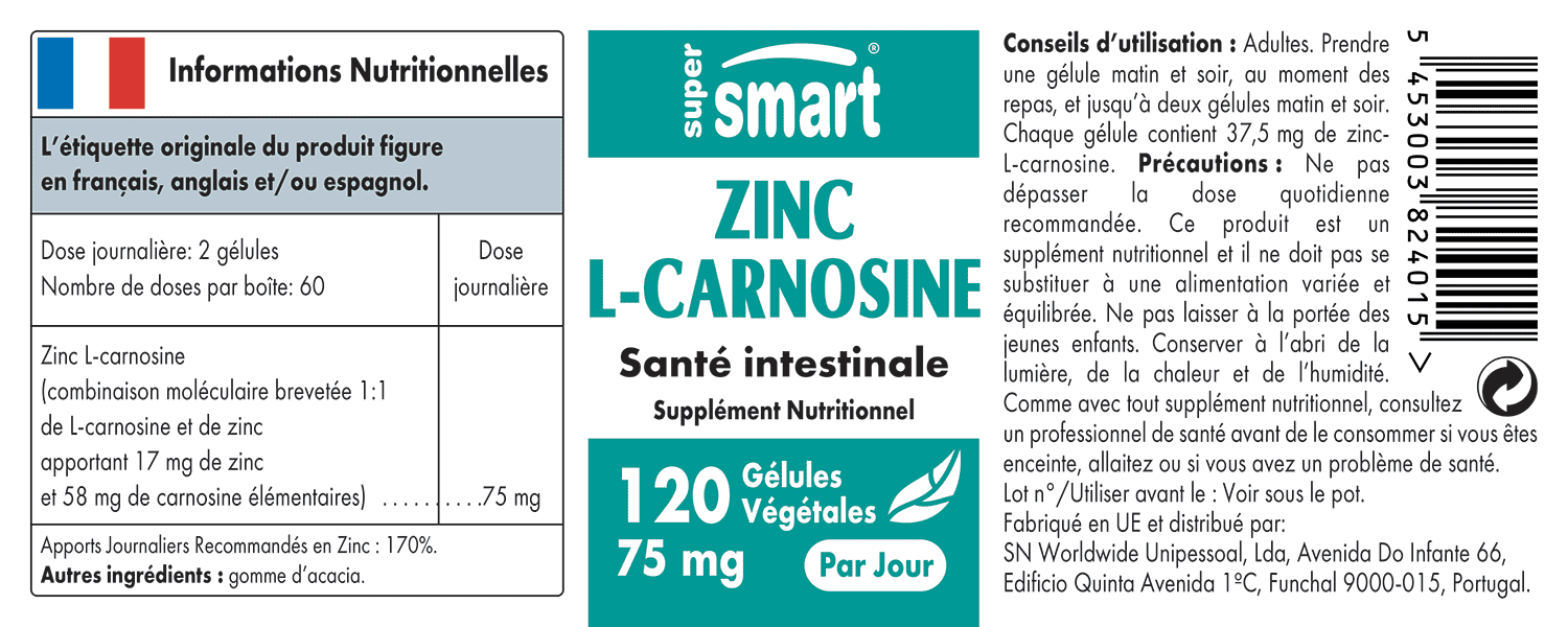 Zinc L Carnosine Complément de Carnosine Améliorée