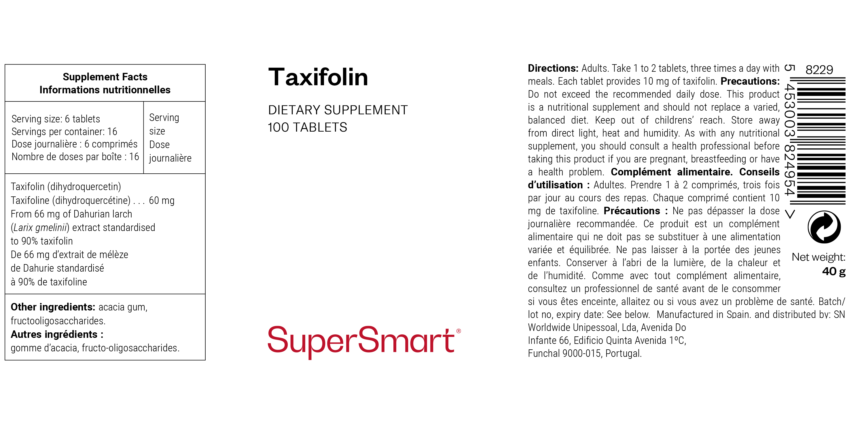 Integratore alimentare di taxifolina per la circolazione