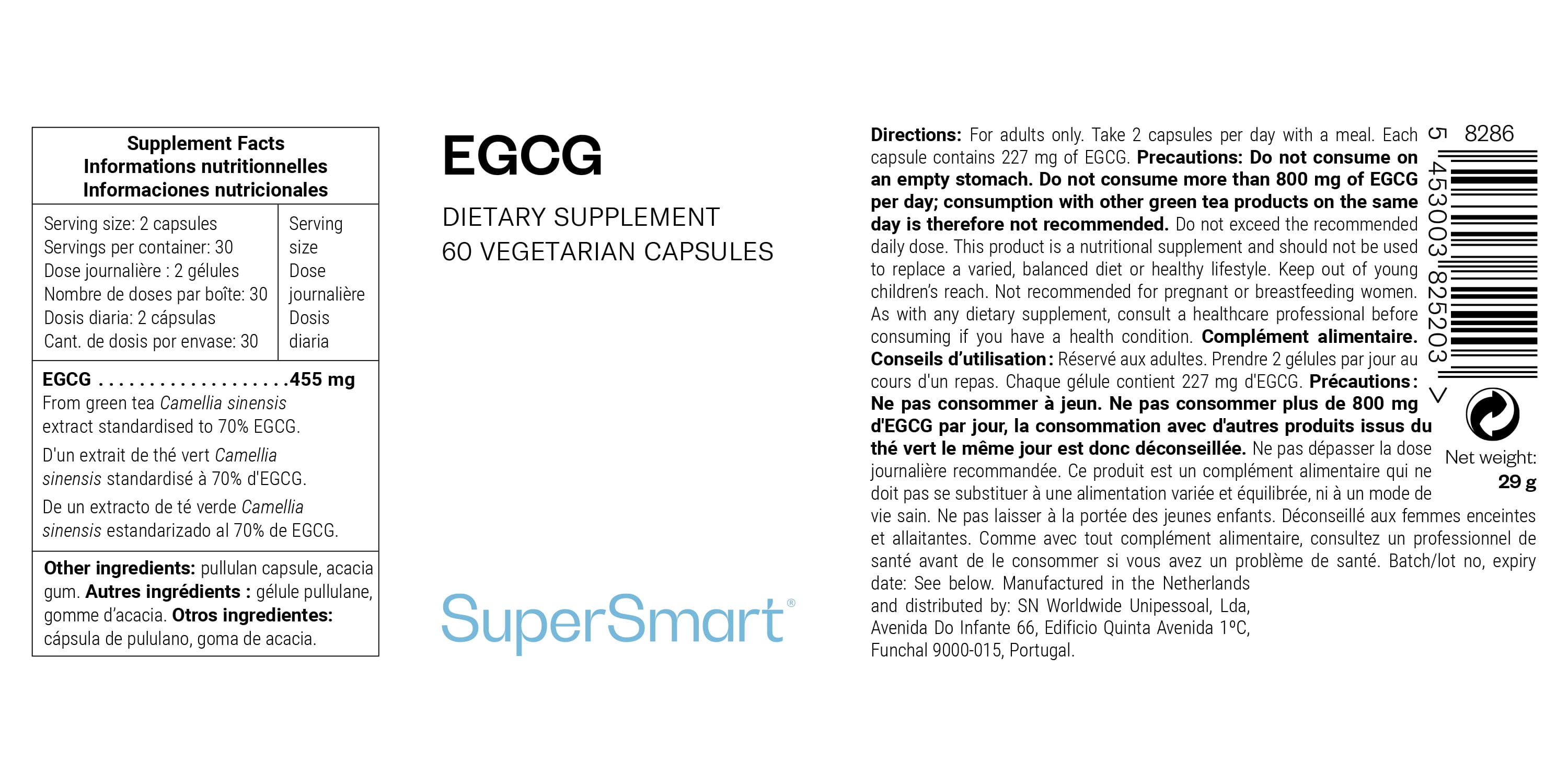 Complément alimentaire d'EGCG de thé vert