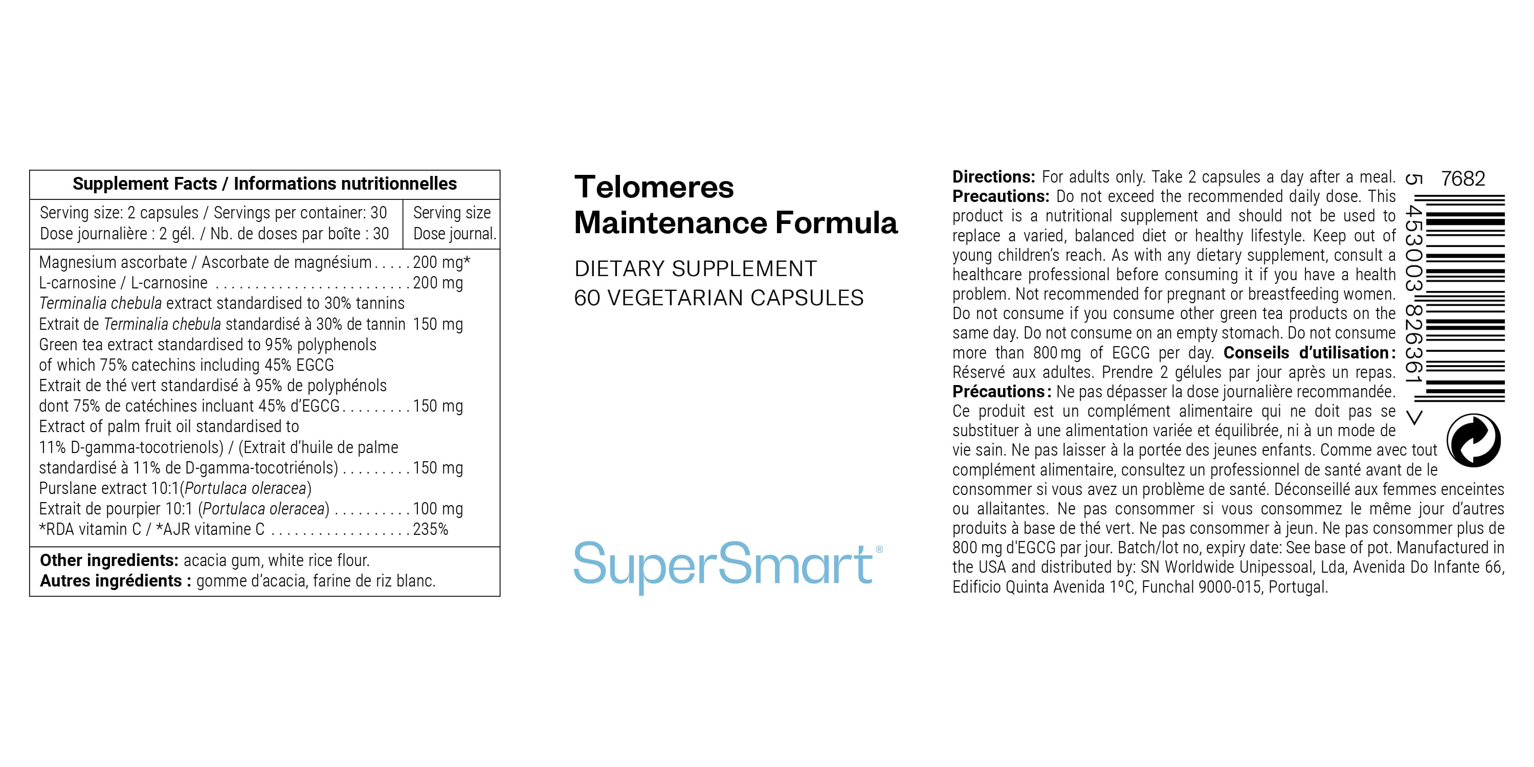 Complemento Alimenticio para evitar el acortamiento de los telómeros