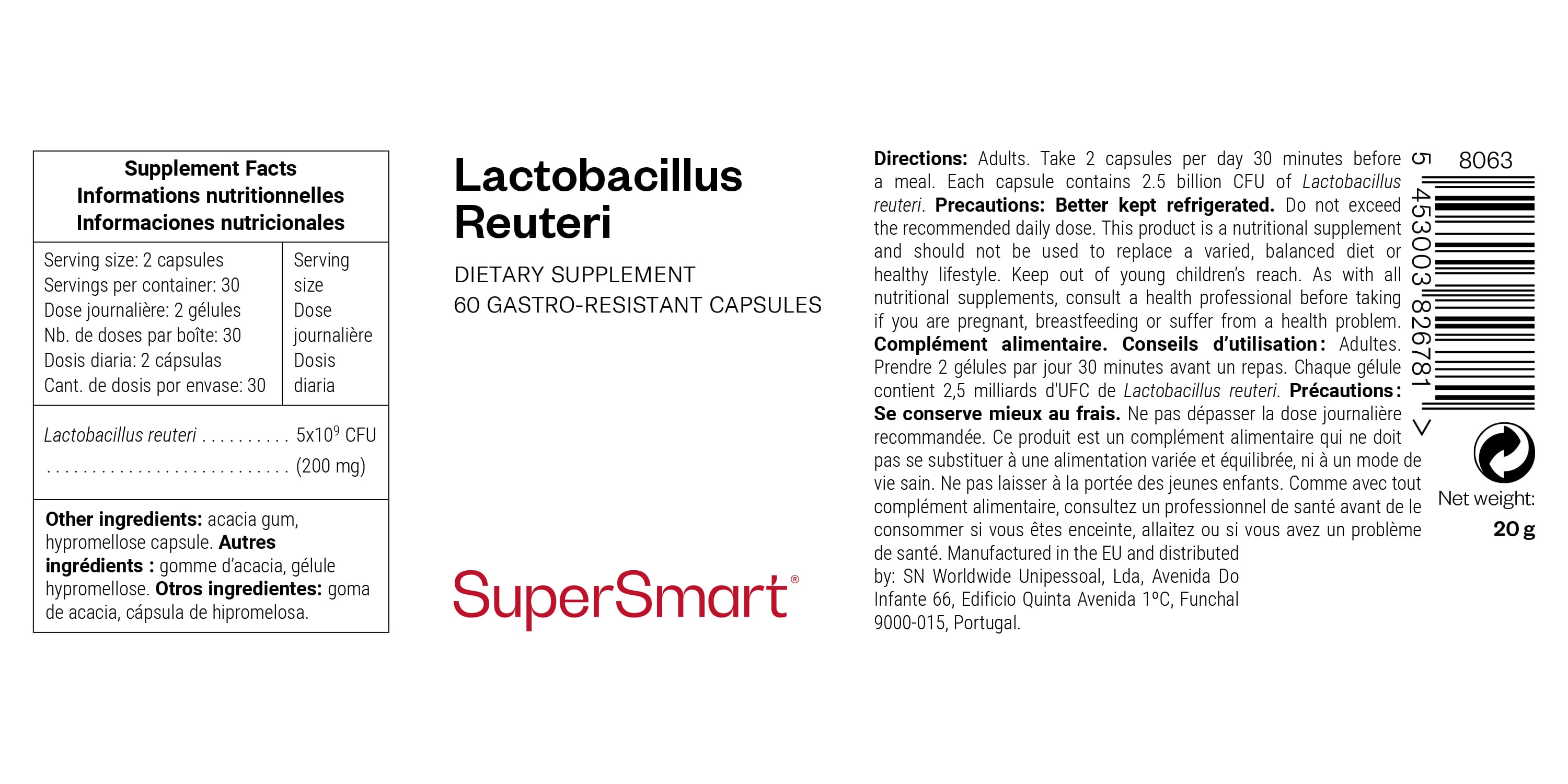 Complément probiotique Lactobacillus reuteri