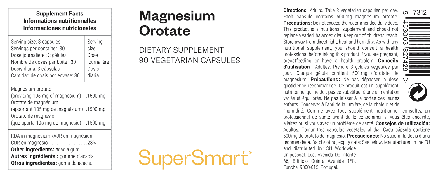 Magnesium Orotate 500 mg Complément Supérieur de Magnésium