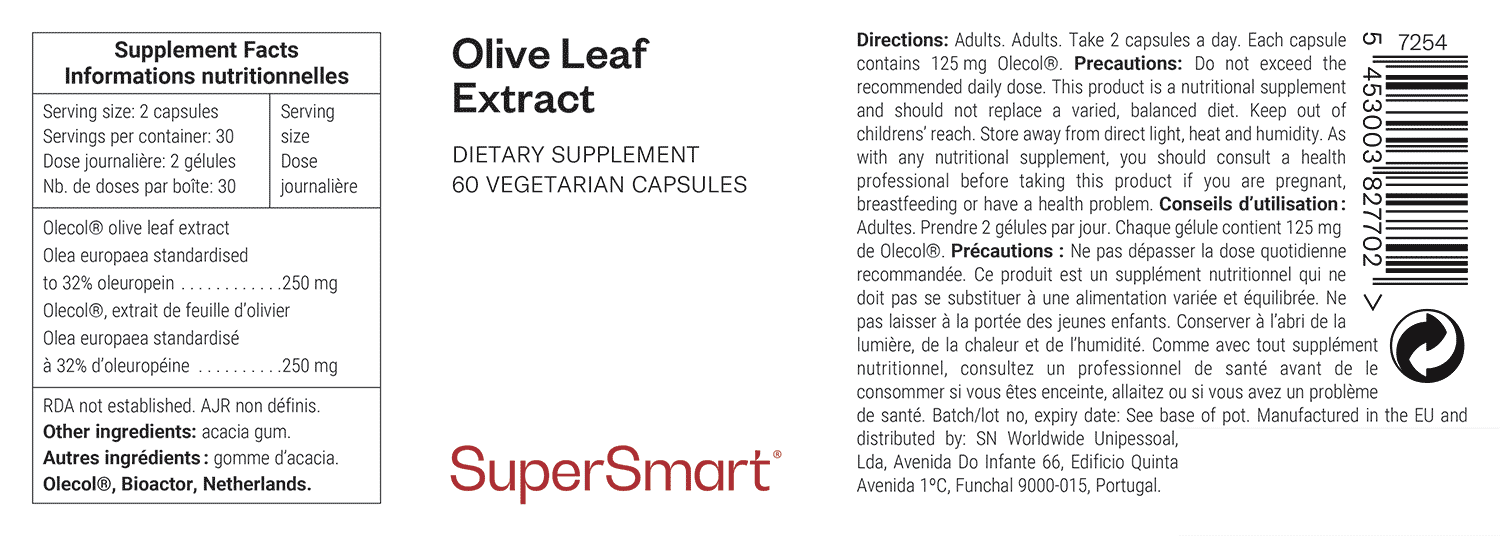 Olive Leaf Extract Complément Alimentaire d'Oleuropéine contre l