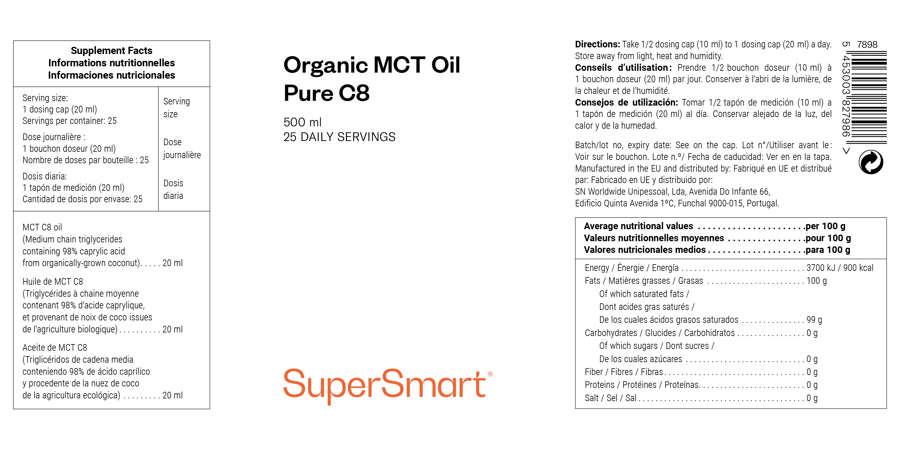 MCT coconut oil dietary supplement