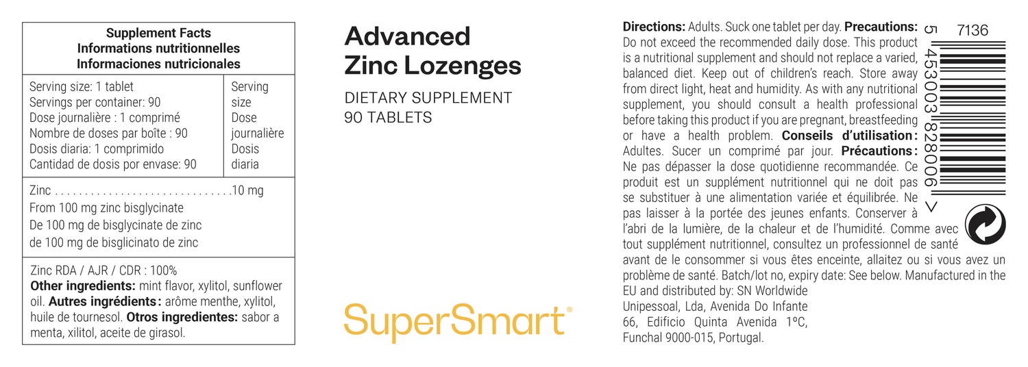 Zinc supplement in lozenge form