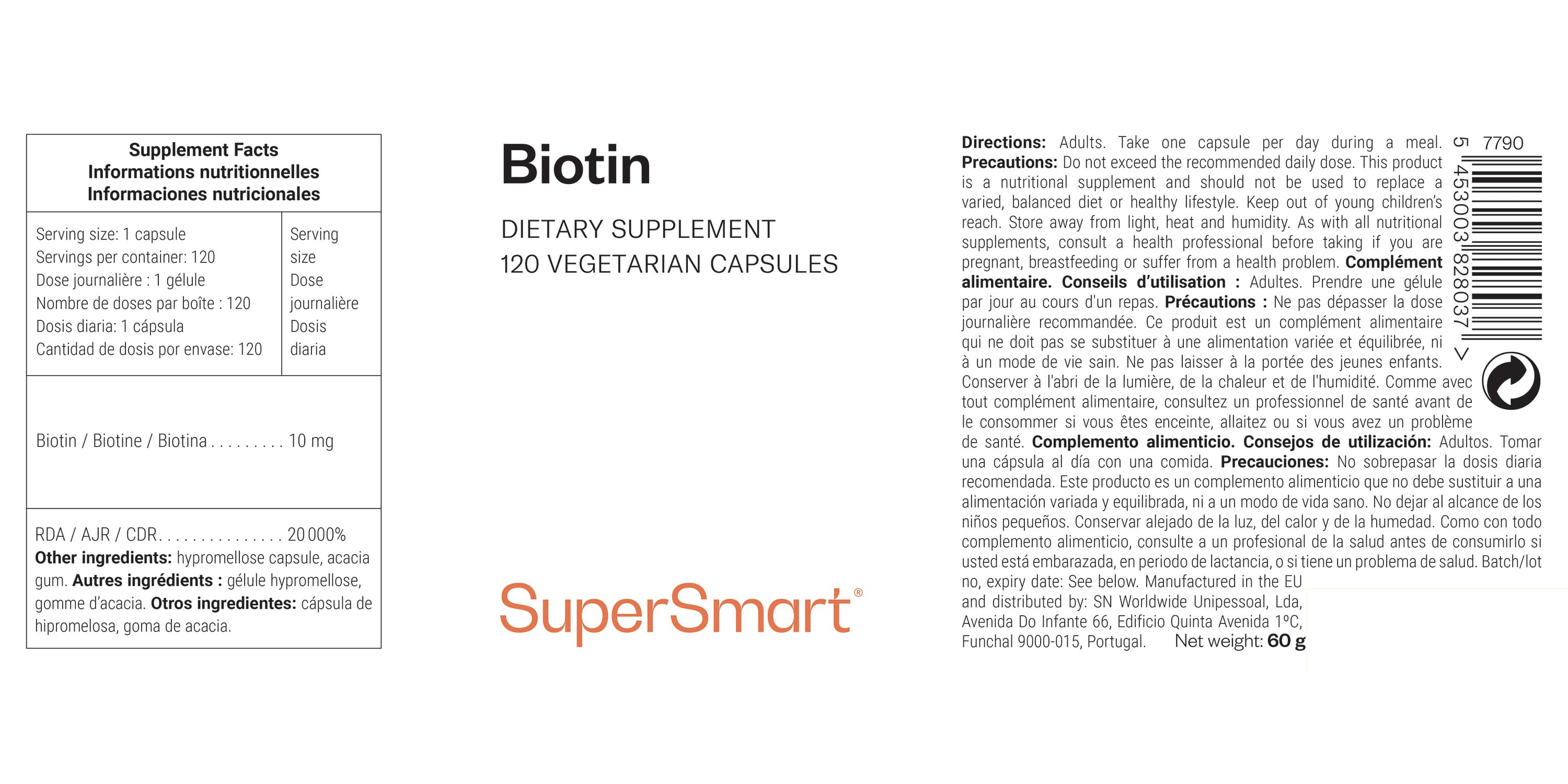 Glas mit Biotin oder Vitamin B7 Nahrungsergänzungsmittel