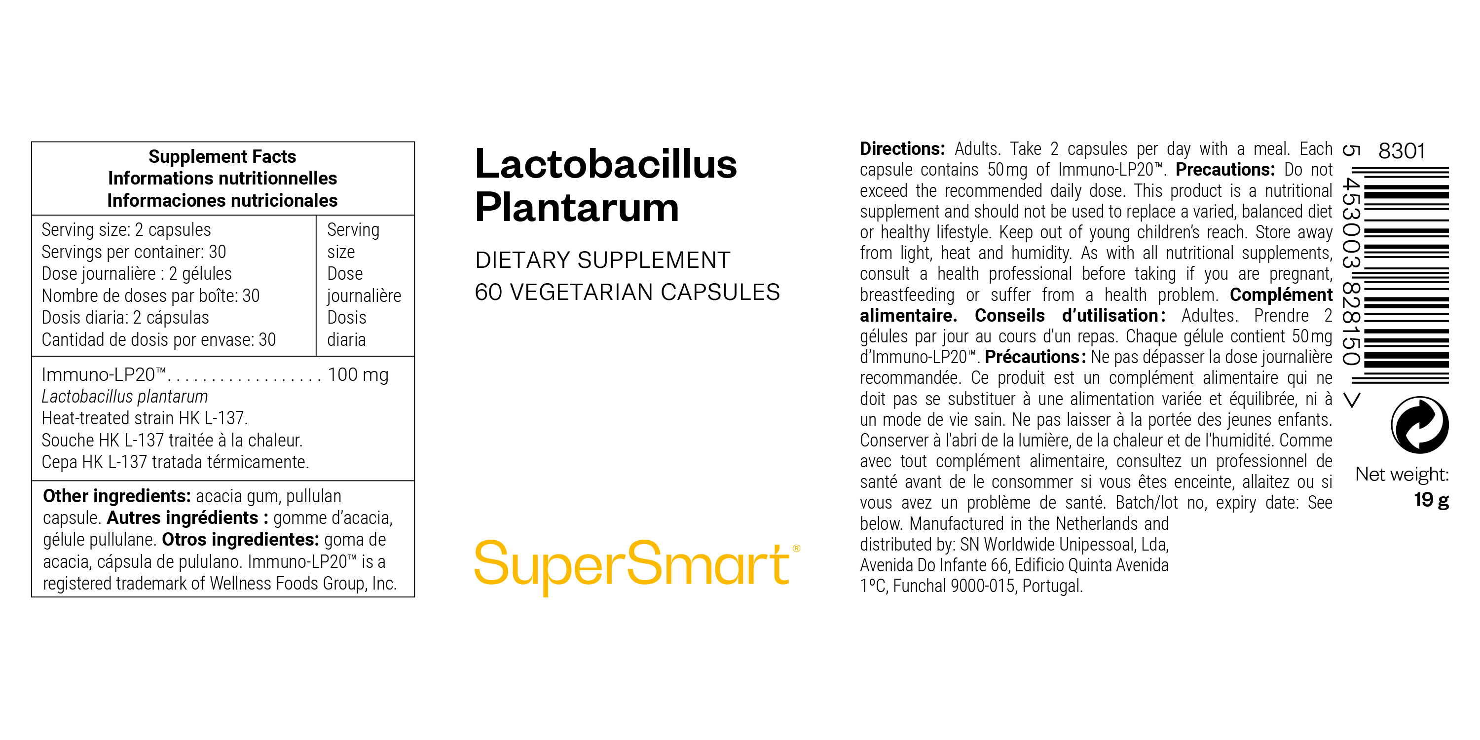 Probiótico de Lactobacillus plantarum HK L-137