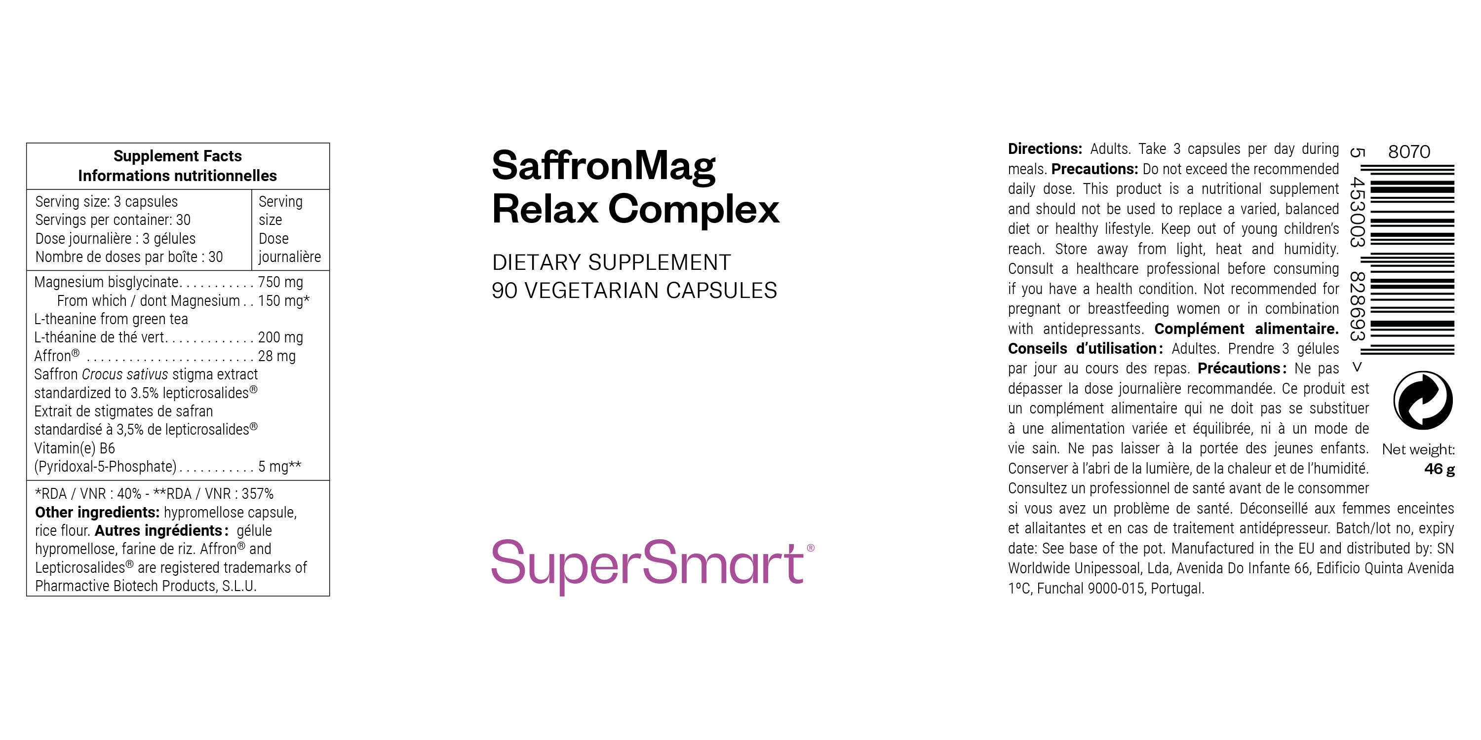 Complément alimentaire anti-stress de safran et magnésium