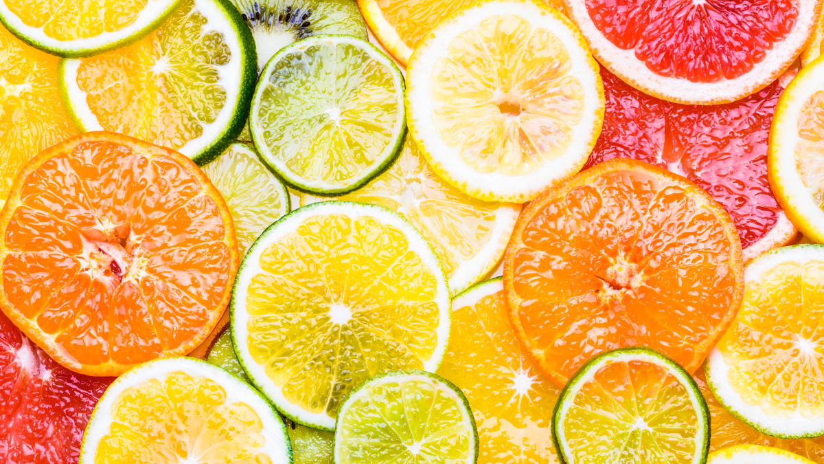 Slices of orange, grapefruit and lemon rich in vitamin C