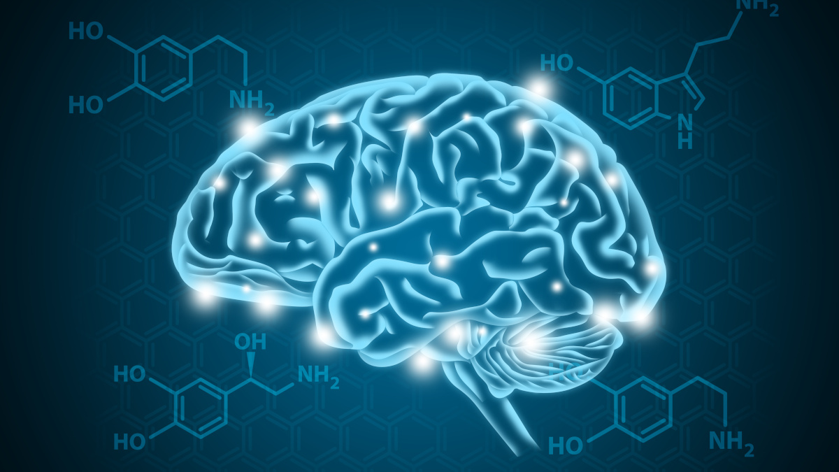 Lack of dopamine in the brain