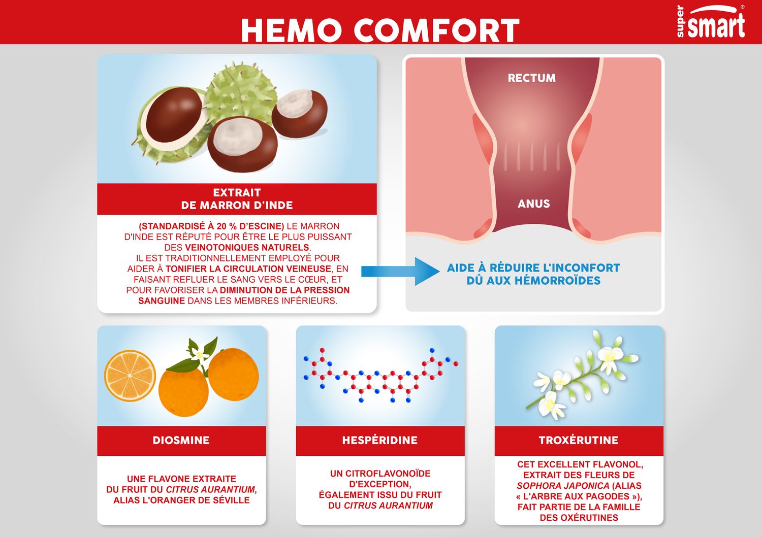 Hemo Comfort : Complément 100 % Naturel - Marron d'Inde..